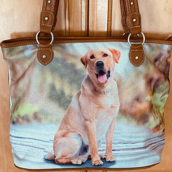 Montana West Handbags - DOG YELLOW LABRADOR RETRIEVER Purse Bag Satchel  Earth Tones